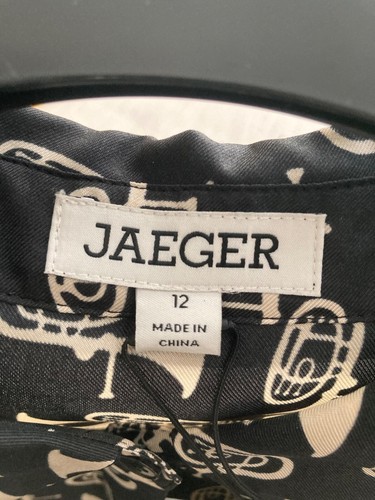 Beautiful and Gorgeous silk Jaegar midi Black/mix dress suze UK12 new with tags - Picture 5 of 8