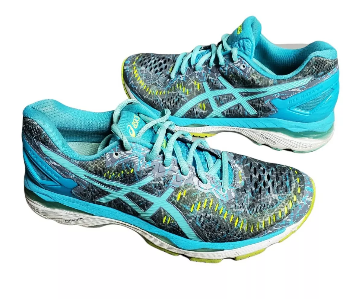 Asics GEL Kayano 23 Running Shoes Floral Sneakers WMNS Sz 8.5 T6A5N White Teal