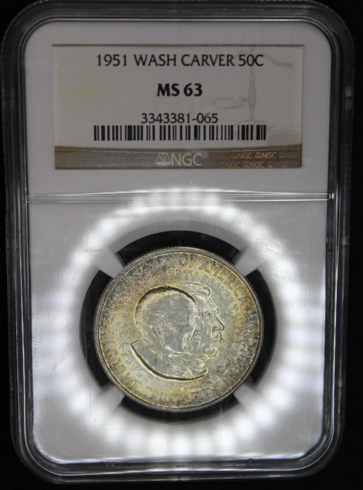 1951 Washington Carver Silver Half Dollar NGC Graded MS63 Color Toned Coin Toner - Image 3 of 4