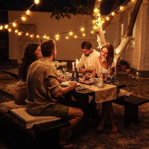60' Outdoor String Lights LED Waterproof Shatterproof Vintage Bulbs Patio Gazebo - Picture 7 of 7