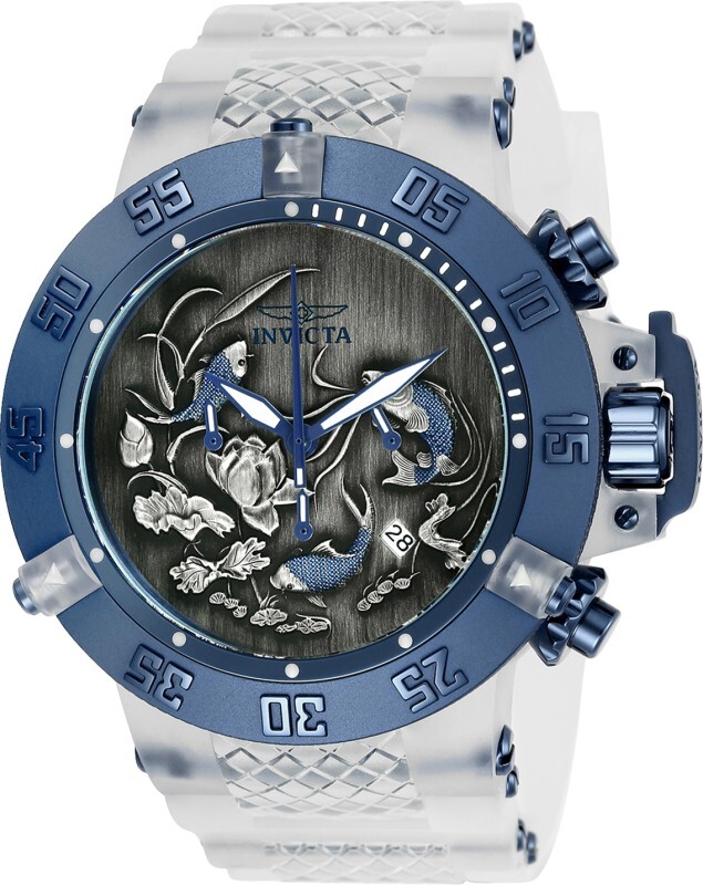 INVICTA Subaqua 50mm Silver Blue Koi Fish Men's Watch 24358