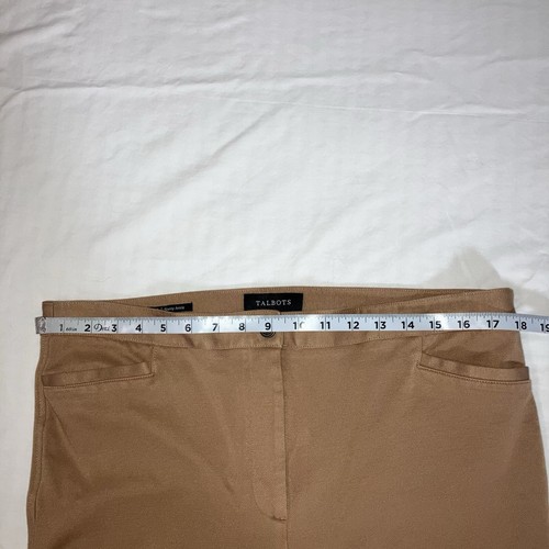 Talbots Equestrian Riding Pants 14 Tan Camel Skinny Ankle Suede Patches Stretch - Picture 20 of 22