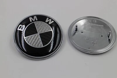 (82MM+74MM) Emblem Carbon Optik For BMW Motorhaube Heckklappe E46 E90 E92... - Bild 1 von 2