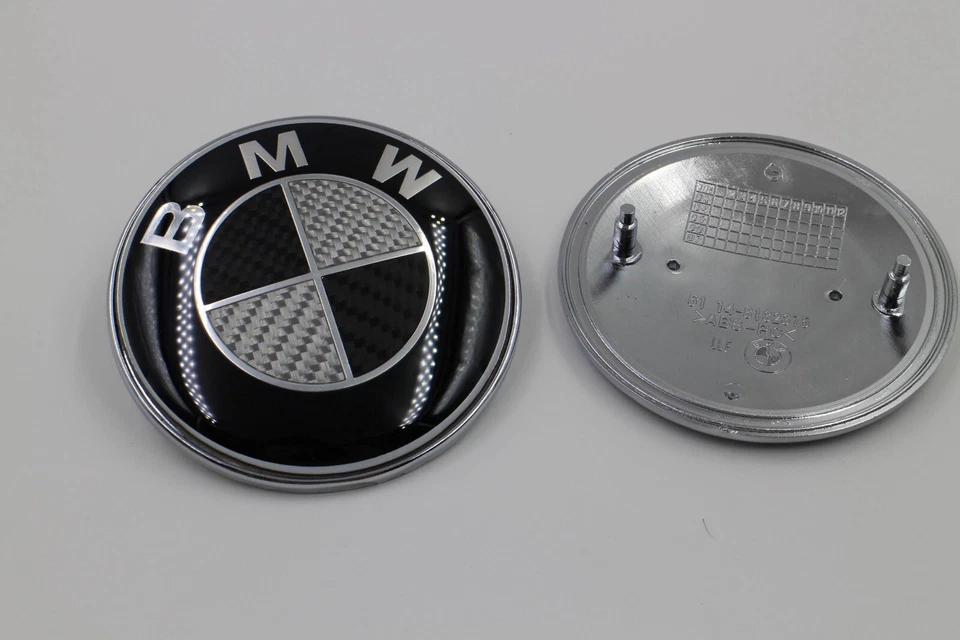(82MM+74MM) Emblema effetto carbonio per BMW cofano portellone E46 E90 E92... - Immagine 2 di 2