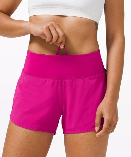 NUEVO Mujeres Lululemon Speed Up Corto Tiro Medio 4" Forrado Frambuesa Madura Talla 8 - Imagen 4 de 7