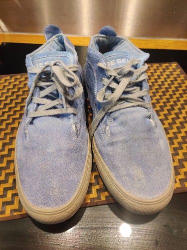 Mens DIESEL Soft leather/suede Casual shoes, mid to pale blue. Almost Vintage!!! - Picture 3 of 14