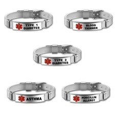 Custom Engraved Medical Alert ID Bracelet Stainless Steel for Men Women Kids