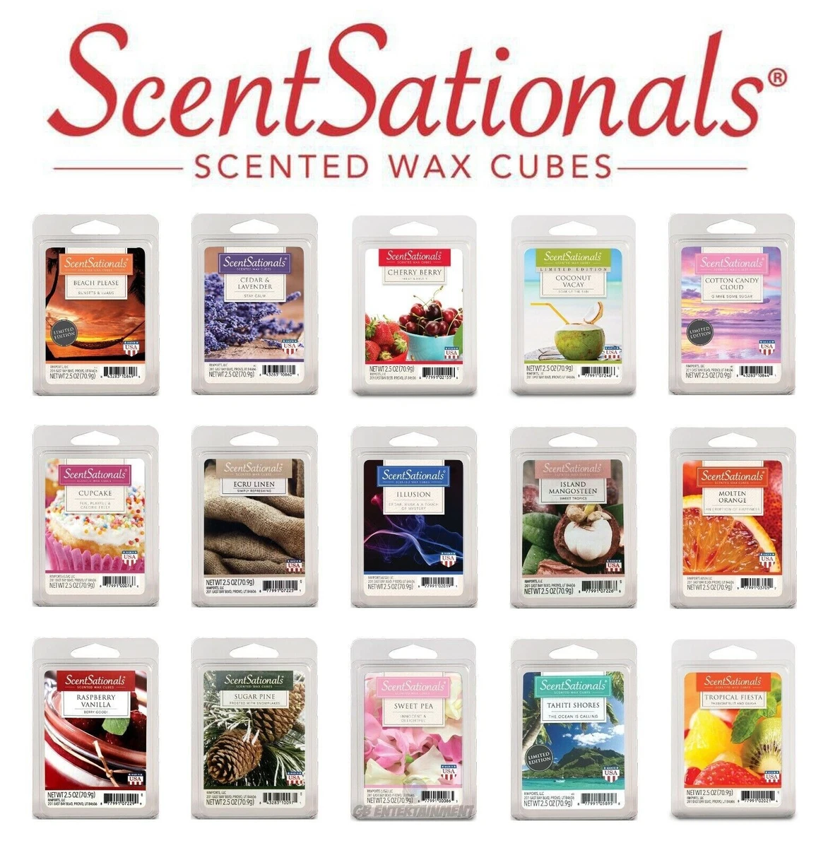 ScentSationals Scented Wax Cubes Melts Tarts (Variety 4 Pack)