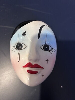 Vintage Pierrot Gesicht bedeckt Schale Schmuck Schale Meme/Clown/Maske Box