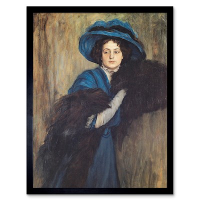 Raimundo de Madrazo Portrait einer Dame in blau Kunstdruck gerahmt 12x16