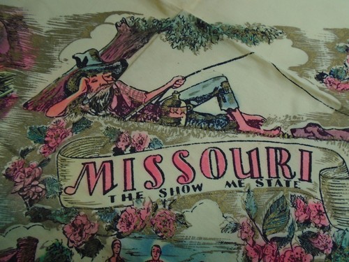 Vintage "MISSOURI" SOUVENIR COTTON TABLE CLOTH - "Vacationland of the Midwest" - Picture 3 of 9