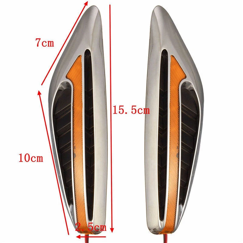 2 Piezas Universal Amarillo LED Coche Señal de Giro Luz Sider Guardabarros Luces Estilo Hoja Foto 4 de 4