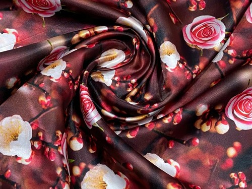 Printed silky liquid Satin Fabric Dress Craft Deco Satin Fabric 44''Wide - Picture 6 of 15