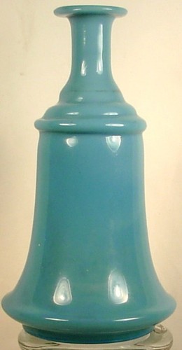 BLUE GLASS COLOGNE BOTTLE HAND PAINTED FLOWERS PONTIL MARK - Picture 2 of 4