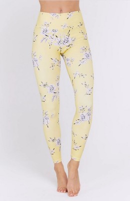 Yellow Floral High Waisted Leggings NWT 