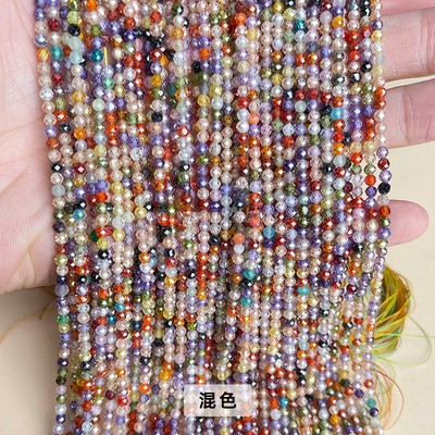 2mm 3mm 4mm Faceted Multicolor Zircon Gemstones Round Loose Beads AAA Strand