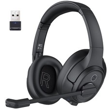 Wireless Bluetooth 5.0 On-ear Headphones With Dongle Business Call Center Black