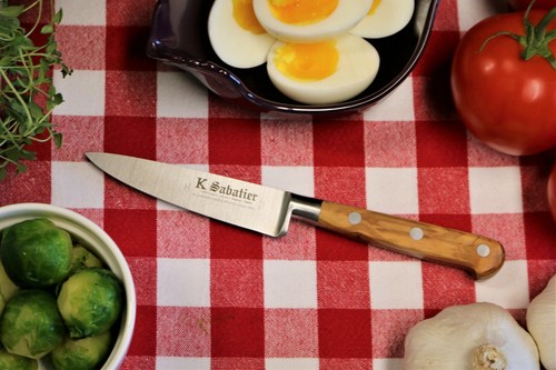 SABATIER 4 inch Paring knife . Stainless with Olivewood handle  - Picture 2 of 3
