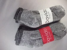 Davido Mens socks ankle/quarter 100%cotton made in Italy 6 pair gray/black 10-13