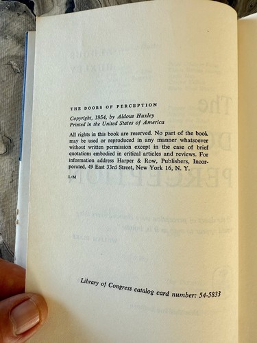 The Doors Of Perception By Aldous Huxley 1954 Hardcover Edition Psychedelic LSD - Imagen 4 de 8