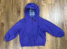 Vintage LL Bean Kids Hooded Jacket Plaid Lined Purple Size 4
