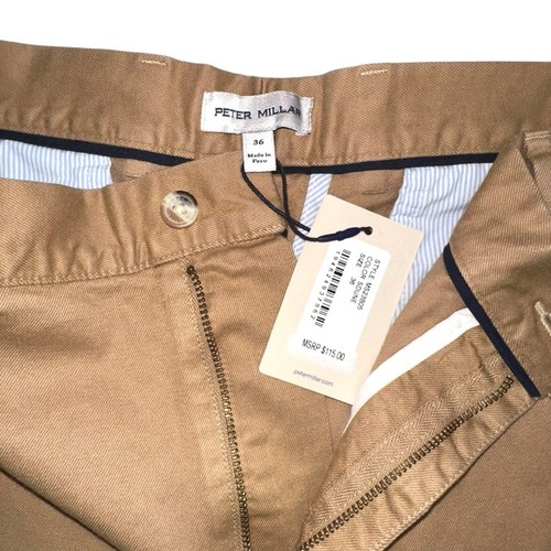 NWT Peter Millar Pilot Twill Flat Front Pima Cotton Blend Khaki Shorts 36 - Picture 3 of 7