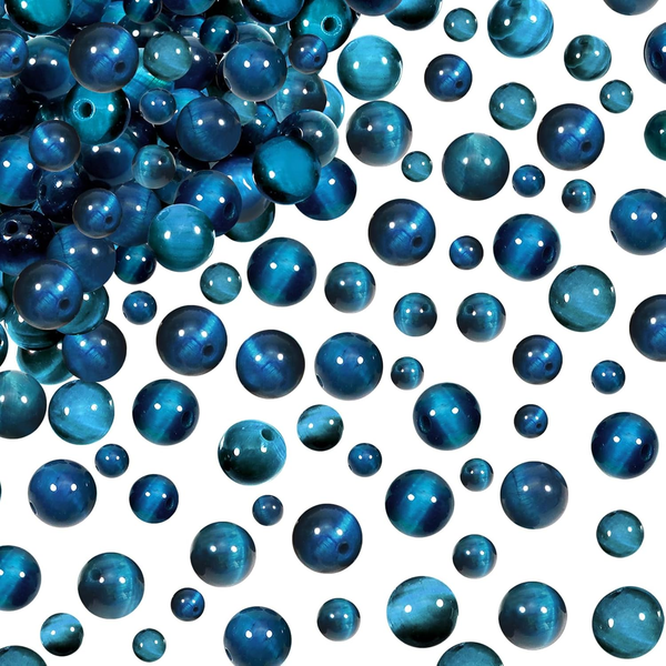 100 StüCk 4 Mm Bis 8 Mm NatüRliche Edelstein Perlen Tigerauge Blau Runde Lose Pe-image