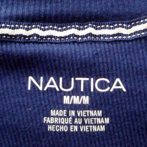 Nautica Pajama Lounge Top Womens Medium Blue White V-Neck Snowflake Print Fleece - Picture 3 of 11