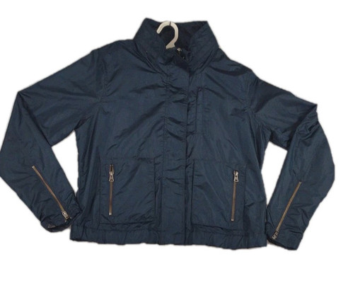 Athleta Military Bomber Windbreaker Hooded Teal Blue Jacket Womens Sz Medium - Picture 1 of 12
