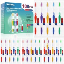 Navona 100 PCS Disposable Toothbrush with Toothpaste Bulk, Travel Toothpaste,...