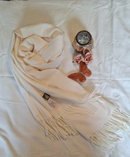 Damen schal Creme Ivory Schal 20% Wolle 80% V...