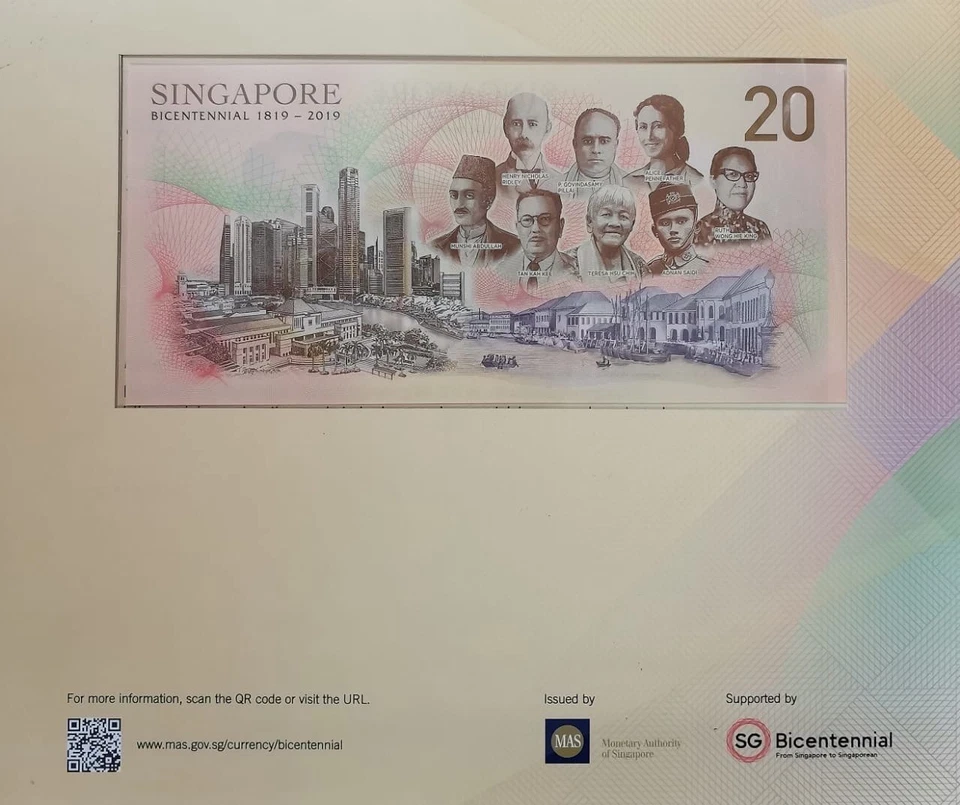 Mazuma *F2633 Singapore Bicentennial Commemorative $20 Polymer AB136626 UNC - Image 4 of 4
