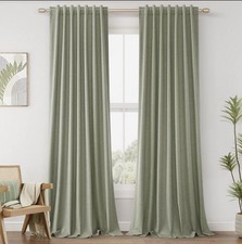 Sage Green Blackout Curtains 90  x52  Linen Blend 2 Panels Set