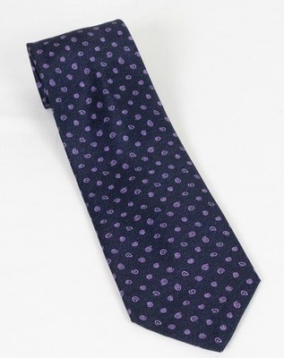 NWOT Bvlgari 7 Fold Blue/Black w/ Purple ''Cyclones'' 100% Silk Tie  3.75 x 57