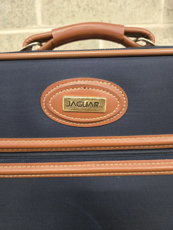 Maleta Equipaje Jaguar Vintage Azul Nailon y Cuero Marrón 26x18x8 ¡LIMPIA! Foto 2 de 4