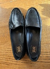 SAS Simplify Loafer Shoes Croc Patent Leather Black Women's 8M Tripad Comfort