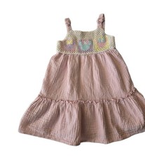 Disney Minnie Mouse Sleeveless Summer Dress Pink Crocheted Girls Sz 5