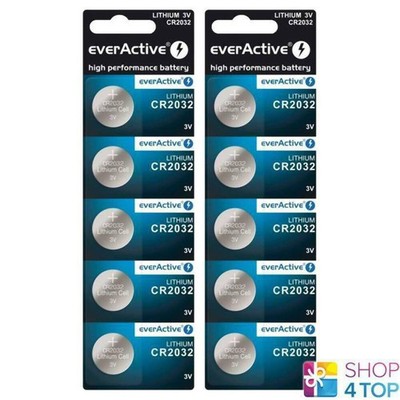 10x EverActive CR2032 3V Lithium Knopfzellen Batterien DL2032 Set
