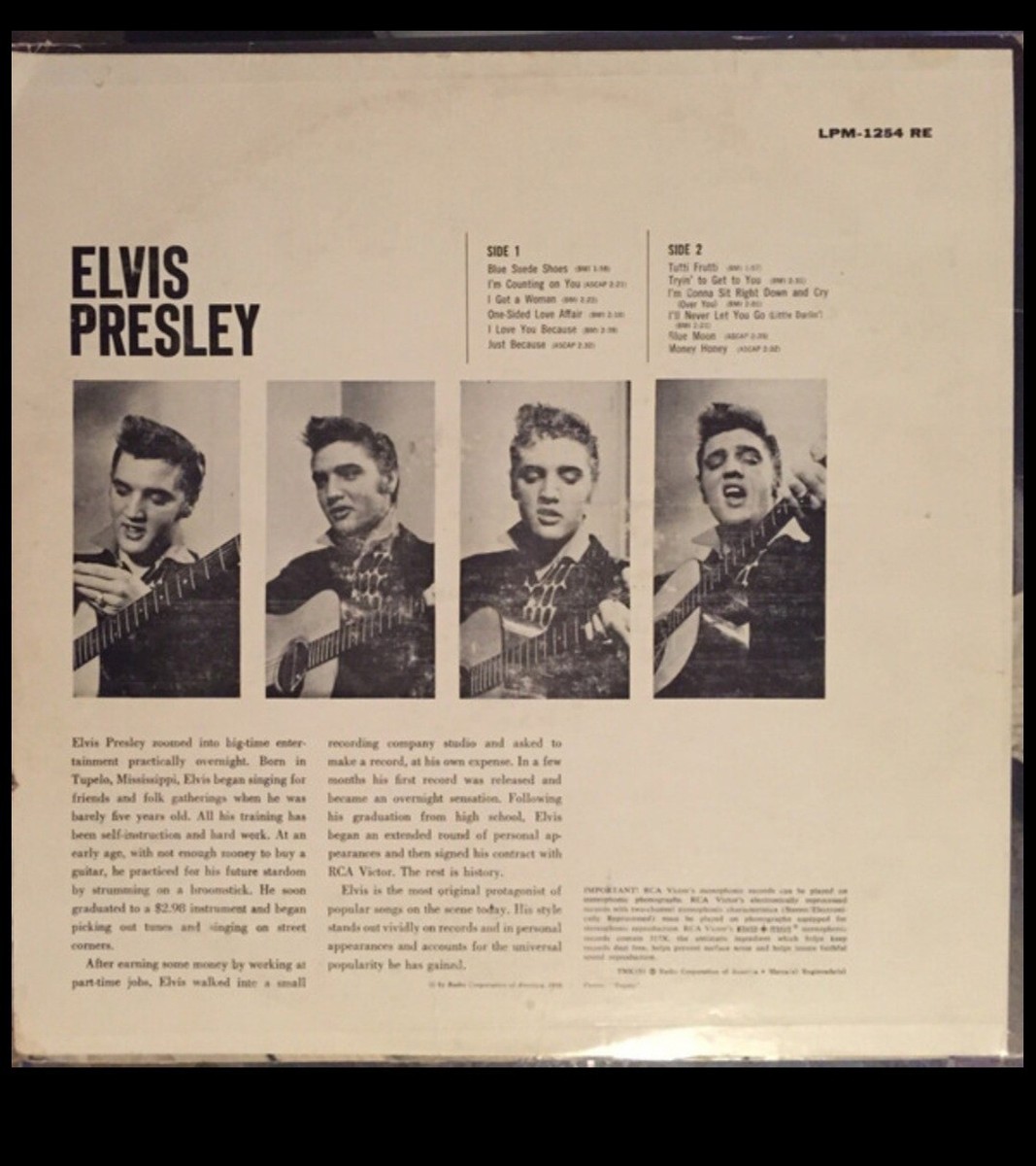 ELVIS PRESLEY Self Titled Debut Album Vinyl LP 1956 RCA Victor LPM