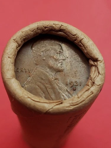 AU 1931-S LINCOLN WHEAT CENT 1916S LINCOLN WHEAT PENNY COIN ROLL ENDS BANKROLLED