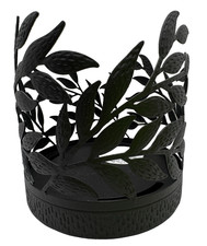 Bath Body Works Black Modern Branches Leaves 3-Wick Candle Holder Sleeve