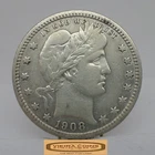 1908-O Barber Silver Quarter, Full Liberty - #C57361NQ