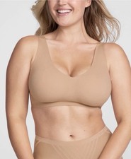 Honeylove V-Neck Soft Form Wireless Bra Size 1X 40C 40D Sand Beige Comfort