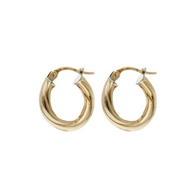 Gebrauchte kleine Creolen 9 kt Gelbgold Twist Stil 9 kt Gold für Sie