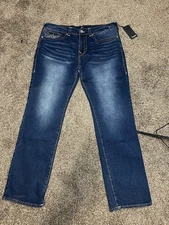 NEW! True Religion Men's Jeans 36x32 Ricky Relaxed Straight