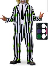 Beetlejuice Halloween Costume with Face Paint Size L