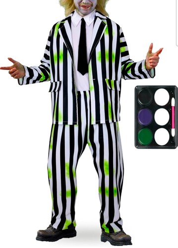 Beetlejuice Halloween Costume with Face Paint Size XL