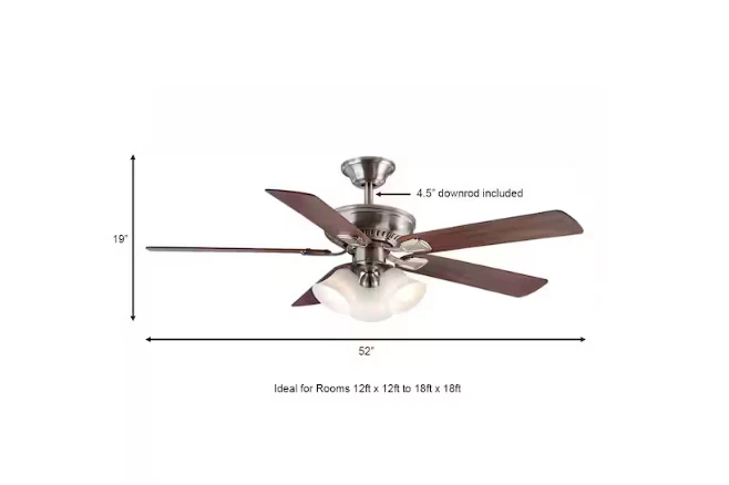 Hampton Bay Campbell 52 in. Indoor LED Brushed Nickel Ceiling Fan with Light Kit - Image 4 of 4