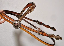 CIRCLE Y SILVER SHOW BRIDLE QUALITY LEATHER  TEXAS STAR CONCHOS-SHOW PEN-ARENA