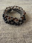 Vintage Unique Art Deco Black & Amber Beaded Bracelet   — photo 3